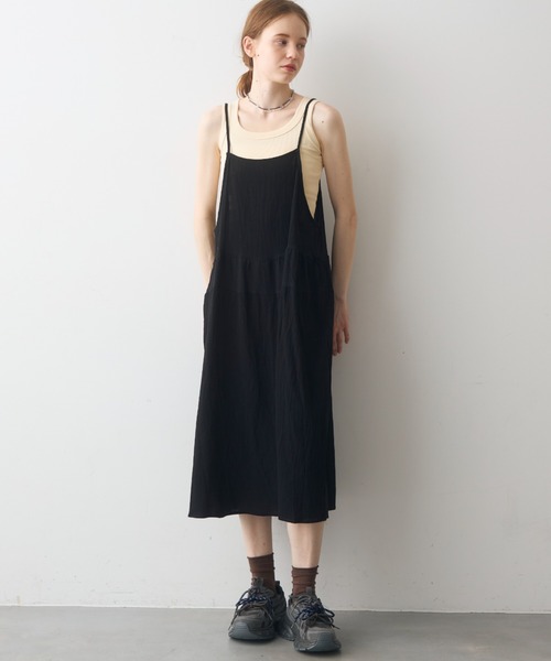 Crisp(クリスプ)の「simply natural cami onepiece / シンプリーナチュラルキャミワンピース(ワンピース・レディース・アイボリー/ブラック・FREE)」の6枚目の写真