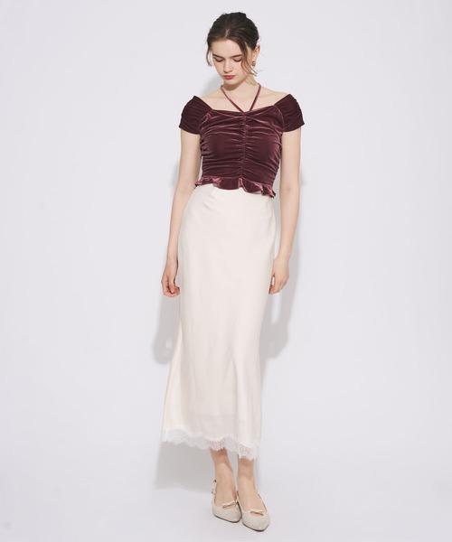 ME COUTURE(ミークチュール)の「アイラッシュレーストリムスカート(スカート・レディース・ブラウン/ライトブルー/キナリ/ピンク・0/1)」の12枚目の写真