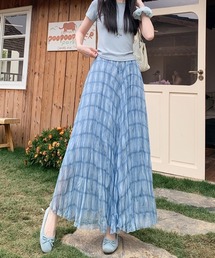 チェック柄ロングスカート