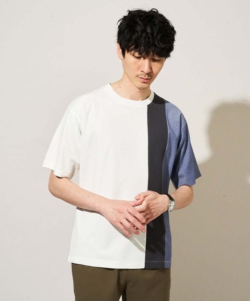 a.v.v(アーヴェヴェ)の「夏の一枚着で人気!【洗濯機で洗える】デザテクカットソー(Tシャツ/カットソー・メンズ・ホワイト/ブラック・48/50/46)」の2枚目の写真