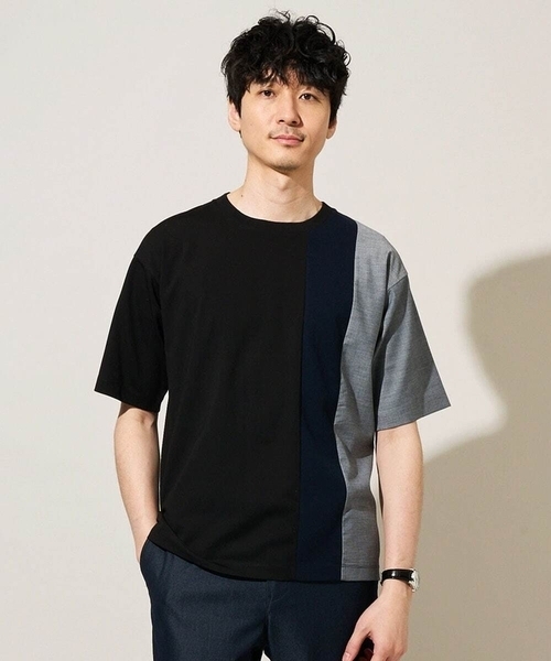 a.v.v(アーヴェヴェ)の「夏の一枚着で人気!【洗濯機で洗える】デザテクカットソー(Tシャツ/カットソー・メンズ・ホワイト/ブラック・48/50/46)」の1枚目の写真