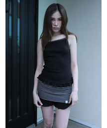ST FRILL CONTRAST SLEEVELESS(BLACK)