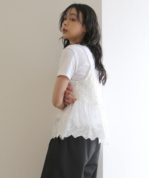 No one knows（ノーワンノーズ）の「ZOZO限定 レースキャミソールとTシャツのセット（アンサンブル・レディース・ホワイト・FREE）」の4枚目の写真