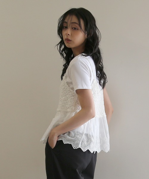 No one knows（ノーワンノーズ）の「ZOZO限定 レースキャミソールとTシャツのセット（アンサンブル・レディース・ホワイト・FREE）」の5枚目の写真