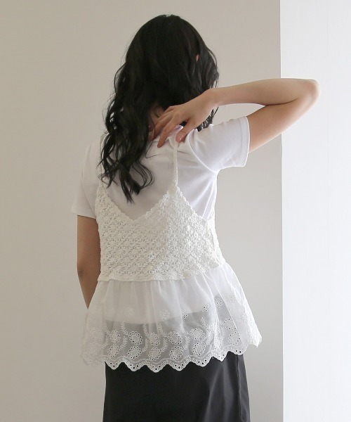 No one knows（ノーワンノーズ）の「ZOZO限定 レースキャミソールとTシャツのセット（アンサンブル・レディース・ホワイト・FREE）」の6枚目の写真