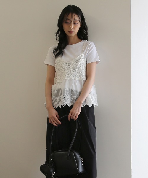 No one knows（ノーワンノーズ）の「ZOZO限定 レースキャミソールとTシャツのセット（アンサンブル・レディース・ホワイト・FREE）」の13枚目の写真