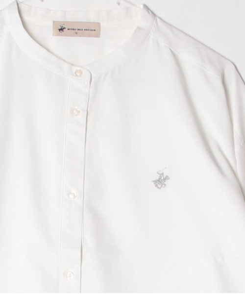 BEVERLY HILLS POLO CLUB（ビバリーヒルズポロクラブ）の「【BEVERLY HILLS POLO CLUB/ビバリーヒルズポロクラブ】ノーカラーワイドスリーブ裾ドローコードシャツ（シャツ/ブラウス・レディース・オフホワイト/ブルー系その他/パープル系その他/ブラック系その他・MEDIUM/LARGE）」の6枚目の写真