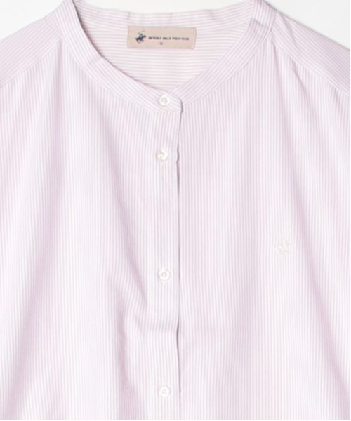 BEVERLY HILLS POLO CLUB（ビバリーヒルズポロクラブ）の「【BEVERLY HILLS POLO CLUB/ビバリーヒルズポロクラブ】ノーカラーワイドスリーブ裾ドローコードシャツ（シャツ/ブラウス・レディース・オフホワイト/ブルー系その他/パープル系その他/ブラック系その他・MEDIUM/LARGE）」の14枚目の写真