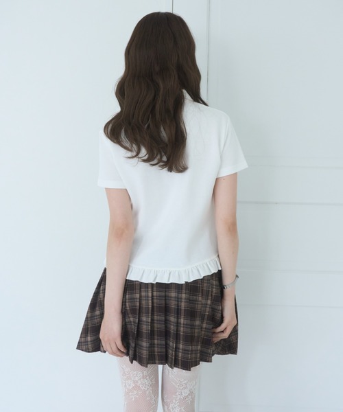 Smyeon（スミョン）の「Frill polo shirt tee/フリルポロTシャツ（Tシャツ/カットソー・レディース・ライトパープル/ブラック/ホワイト・FREE）」の5枚目の写真