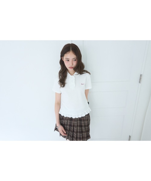 Smyeon（スミョン）の「Frill polo shirt tee/フリルポロTシャツ（Tシャツ/カットソー・レディース・ライトパープル/ブラック/ホワイト・FREE）」の9枚目の写真