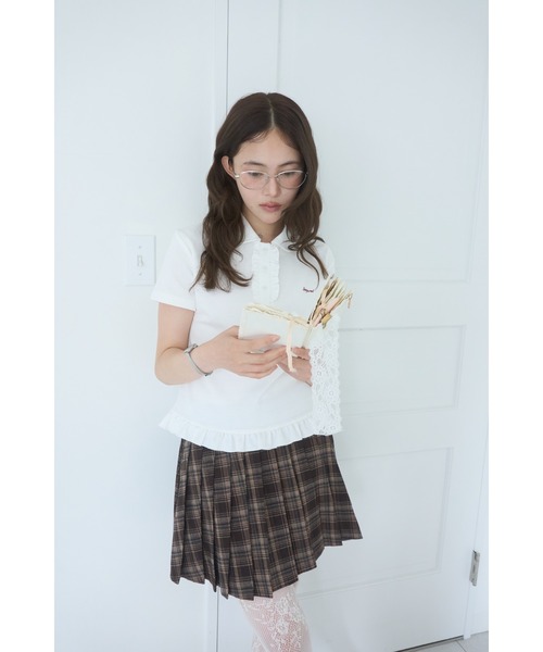 Smyeon（スミョン）の「Frill polo shirt tee/フリルポロTシャツ（Tシャツ/カットソー・レディース・ライトパープル/ブラック/ホワイト・FREE）」の22枚目の写真