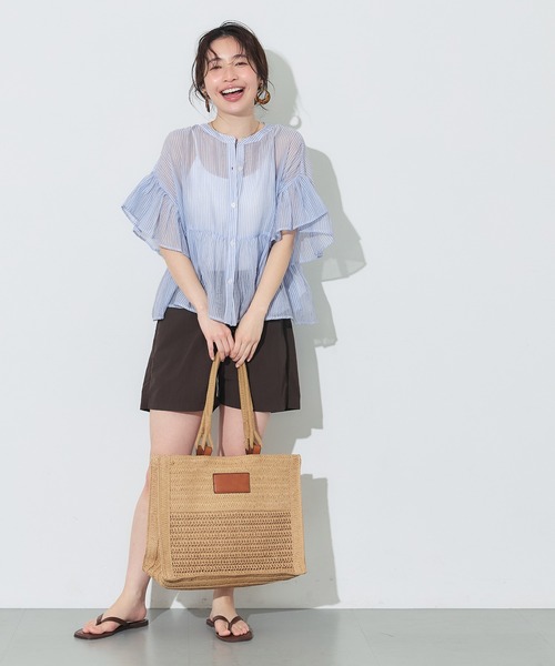 coca(coca)(コカ)の「ストライプシアーフリルブラウス(シャツ/ブラウス・レディース・イエロー/ブルー・XL/L/S/M)」の12枚目の写真