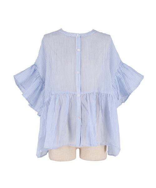 coca(coca)(コカ)の「ストライプシアーフリルブラウス(シャツ/ブラウス・レディース・イエロー/ブルー・XL/L/S/M)」の19枚目の写真