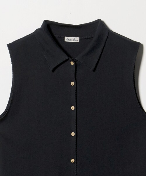 Steven Alan（スティーブンアラン）の「＜Steven Alan＞コットン ポロカラー ノースリーブ トップス（Tシャツ/カットソー・レディース・ブラック/オフホワイト・FREE）」の5枚目の写真