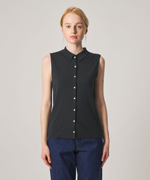 Steven Alan（スティーブンアラン）の「＜Steven Alan＞コットン ポロカラー ノースリーブ トップス（Tシャツ/カットソー・レディース・ブラック/オフホワイト・FREE）」の15枚目の写真