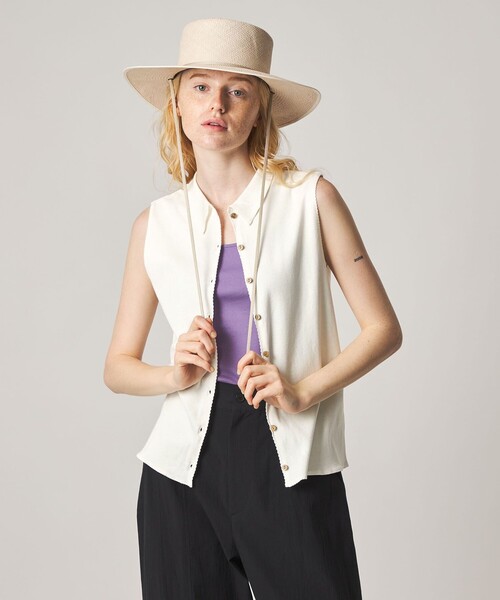 Steven Alan（スティーブンアラン）の「＜Steven Alan＞コットン ポロカラー ノースリーブ トップス（Tシャツ/カットソー・レディース・ブラック/オフホワイト・FREE）」の20枚目の写真
