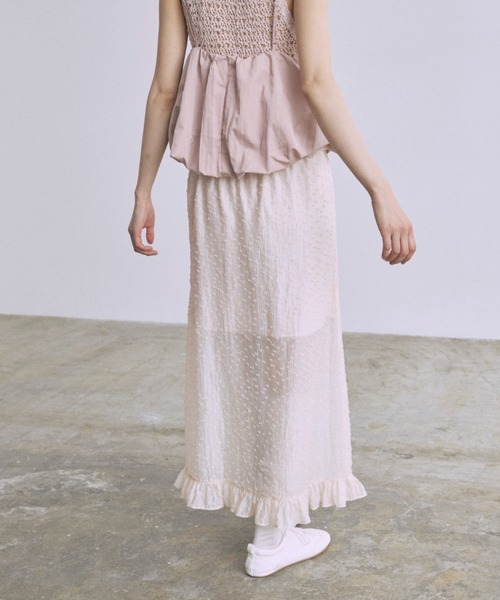 EN NEUME(エンノイム)の「Sheer Dot Layered Skirt(スカート・レディース・ピンクベージュ/ミント/アイボリー・FREE)」の3枚目の写真