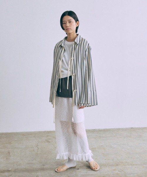 EN NEUME(エンノイム)の「Sheer Dot Layered Skirt(スカート・レディース・ピンクベージュ/ミント/アイボリー・FREE)」の6枚目の写真