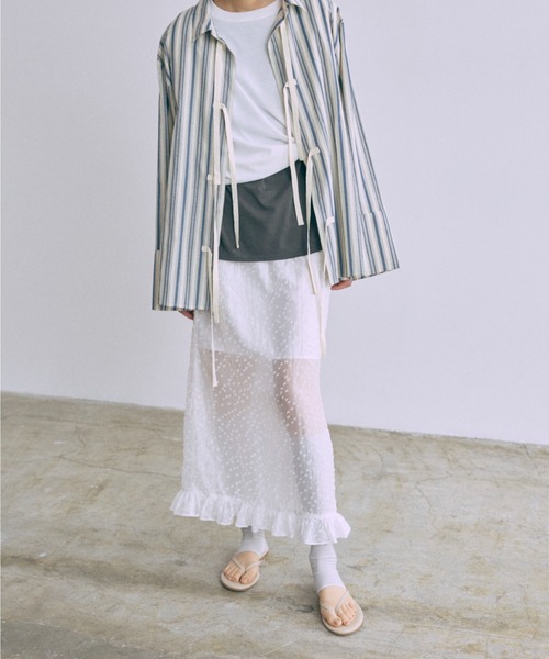 EN NEUME(エンノイム)の「Sheer Dot Layered Skirt(スカート・レディース・ピンクベージュ/ミント/アイボリー・FREE)」の8枚目の写真