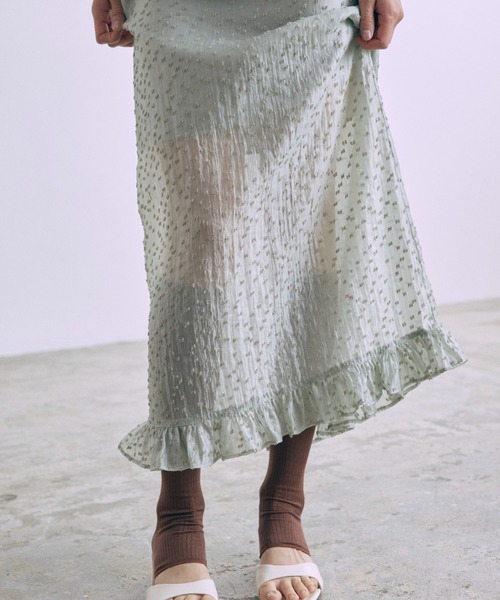EN NEUME(エンノイム)の「Sheer Dot Layered Skirt(スカート・レディース・ピンクベージュ/ミント/アイボリー・FREE)」の10枚目の写真