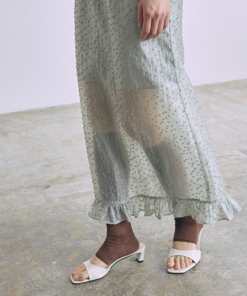 EN NEUME(エンノイム)の「Sheer Dot Layered Skirt(スカート・レディース・ピンクベージュ/ミント/アイボリー・FREE)」の11枚目の写真