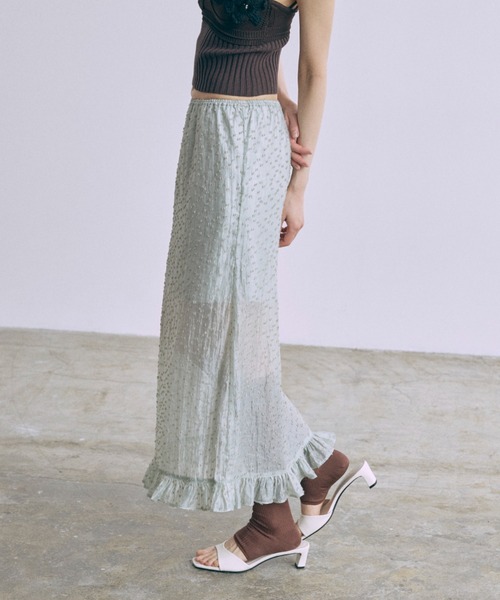 EN NEUME(エンノイム)の「Sheer Dot Layered Skirt(スカート・レディース・ピンクベージュ/ミント/アイボリー・FREE)」の13枚目の写真