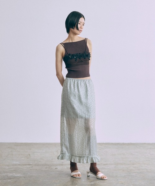 EN NEUME(エンノイム)の「Sheer Dot Layered Skirt(スカート・レディース・ピンクベージュ/ミント/アイボリー・FREE)」の12枚目の写真