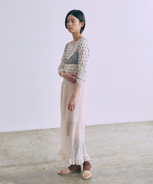 EN NEUME(エンノイム)の「Sheer Dot Layered Skirt(スカート・レディース・ピンクベージュ/ミント/アイボリー・FREE)」の22枚目の写真