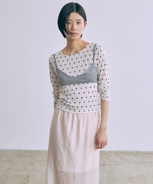 EN NEUME(エンノイム)の「Sheer Dot Layered Skirt(スカート・レディース・ピンクベージュ/ミント/アイボリー・FREE)」の21枚目の写真