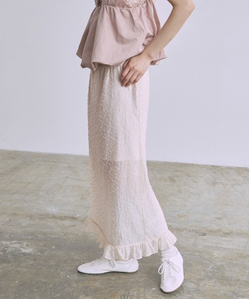 EN NEUME(エンノイム)の「Sheer Dot Layered Skirt(スカート・レディース・ピンクベージュ/ミント/アイボリー・FREE)」の17枚目の写真