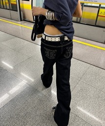スイッチングウエストデニムパンツ