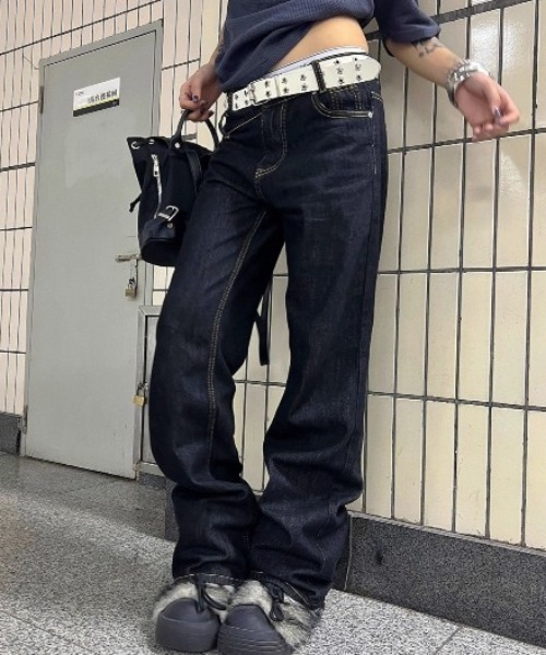 LAMPOON(ランプーン)の「スイッチングウエストデニムパンツ(デニムパンツ・レディース・ネイビー・SMALL/MEDIUM/LARGE)」の3枚目の写真