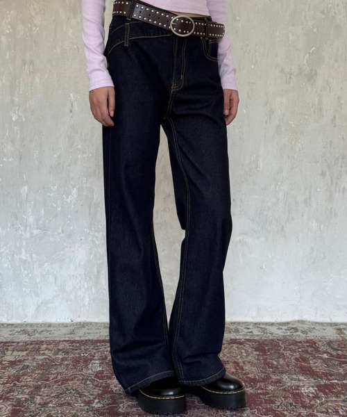 LAMPOON(ランプーン)の「スイッチングウエストデニムパンツ(デニムパンツ・レディース・ネイビー・SMALL/MEDIUM/LARGE)」の5枚目の写真