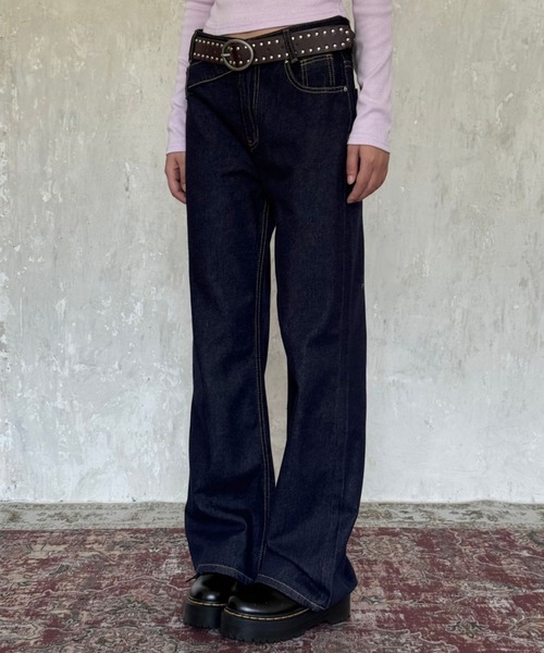 LAMPOON(ランプーン)の「スイッチングウエストデニムパンツ(デニムパンツ・レディース・ネイビー・SMALL/MEDIUM/LARGE)」の6枚目の写真