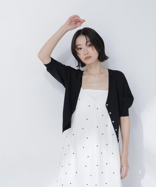 NATURAL BEAUTY BASIC（ナチュラルビューティーベーシック）の「【追加生産】〈UVカット・マシンウォッシャブル・接触冷感〉ドルマンボレロカーディガン（カーディガン/ボレロ・レディース・ブラック/オフホワイト/ネイビー・ﾌﾘ-）」の14枚目の写真