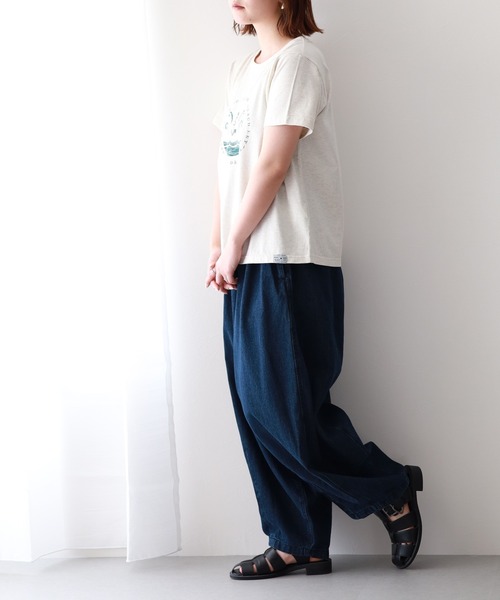 Emago（イマゴ）の「EMAGO ﾏﾘﾝﾌﾟﾘﾝﾄﾚｷﾞｭﾗｰT 半袖（Tシャツ/カットソー・レディース・チャコールグレー/グリーン/アイボリー・FREE）」の9枚目の写真