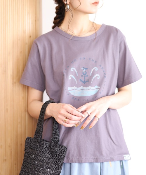 Emago（イマゴ）の「EMAGO ﾏﾘﾝﾌﾟﾘﾝﾄﾚｷﾞｭﾗｰT 半袖（Tシャツ/カットソー・レディース・チャコールグレー/グリーン/アイボリー・FREE）」の11枚目の写真