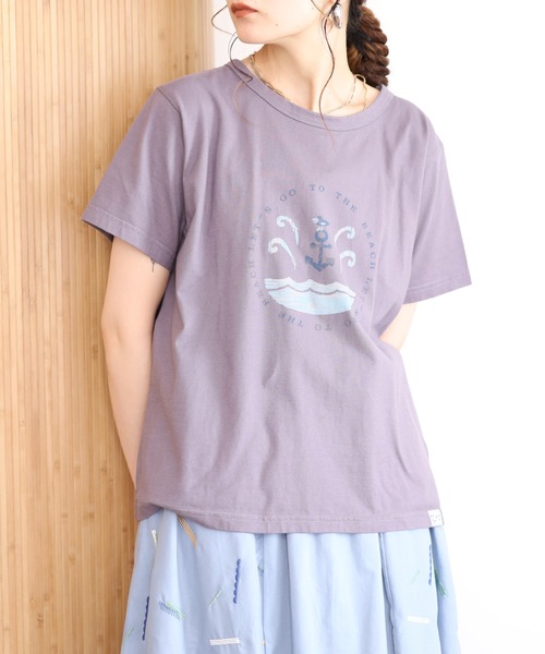Emago（イマゴ）の「EMAGO ﾏﾘﾝﾌﾟﾘﾝﾄﾚｷﾞｭﾗｰT 半袖（Tシャツ/カットソー・レディース・チャコールグレー/グリーン/アイボリー・FREE）」の12枚目の写真