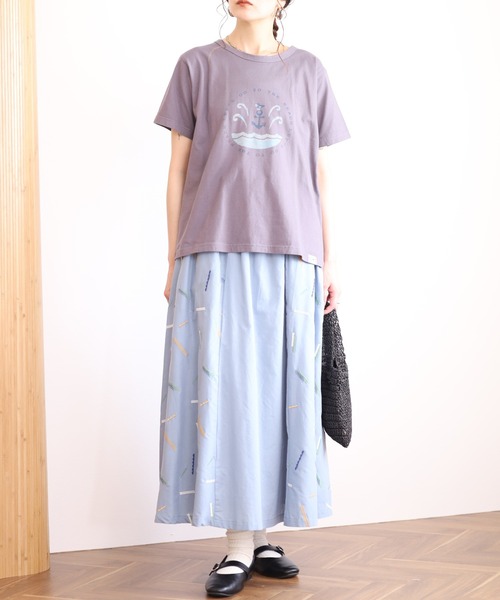 Emago（イマゴ）の「EMAGO ﾏﾘﾝﾌﾟﾘﾝﾄﾚｷﾞｭﾗｰT 半袖（Tシャツ/カットソー・レディース・チャコールグレー/グリーン/アイボリー・FREE）」の15枚目の写真