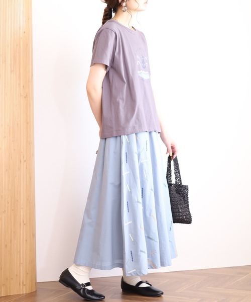 Emago（イマゴ）の「EMAGO ﾏﾘﾝﾌﾟﾘﾝﾄﾚｷﾞｭﾗｰT 半袖（Tシャツ/カットソー・レディース・チャコールグレー/グリーン/アイボリー・FREE）」の16枚目の写真