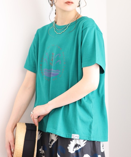 Emago（イマゴ）の「EMAGO ﾏﾘﾝﾌﾟﾘﾝﾄﾚｷﾞｭﾗｰT 半袖（Tシャツ/カットソー・レディース・チャコールグレー/グリーン/アイボリー・FREE）」の20枚目の写真