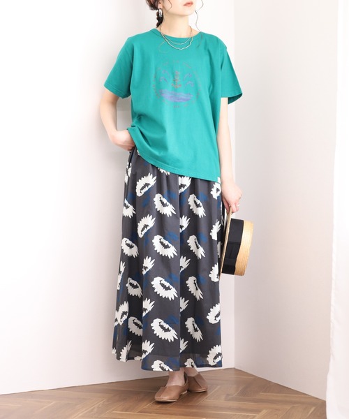 Emago（イマゴ）の「EMAGO ﾏﾘﾝﾌﾟﾘﾝﾄﾚｷﾞｭﾗｰT 半袖（Tシャツ/カットソー・レディース・チャコールグレー/グリーン/アイボリー・FREE）」の22枚目の写真