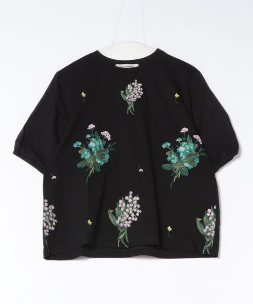 SUPER HAKKA（スーパーハッカ）の「ローン×天竺スズランとテマリバナ刺繍カットソー（Tシャツ/カットソー・レディース・グリーン/ブラック/ブルー・FREE）」の10枚目の写真