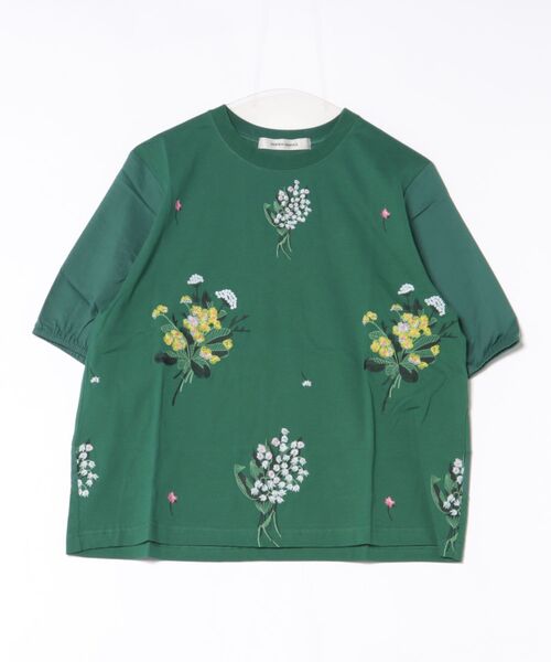 SUPER HAKKA（スーパーハッカ）の「ローン×天竺スズランとテマリバナ刺繍カットソー（Tシャツ/カットソー・レディース・グリーン/ブラック/ブルー・FREE）」の8枚目の写真