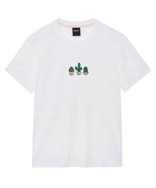 OKSTAR(オクスター)の「サボテン刺繍半袖(Tシャツ/カットソー・レディース・カーキ/ダークグレー/ライトベージュ/ライトグレー/クリーム/ダークブルー/ベージュ/ダークグリーン/ホワイト/グレー/ネイビー/ブラック・3XL/2XL/4XL/LARGE/MEDIUM/SMALL/X-LARGE)」の2枚目の写真