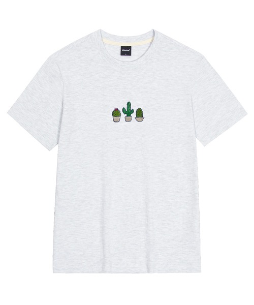 OKSTAR(オクスター)の「サボテン刺繍半袖(Tシャツ/カットソー・レディース・カーキ/ダークグレー/ライトベージュ/ライトグレー/クリーム/ダークブルー/ベージュ/ダークグリーン/ホワイト/グレー/ネイビー/ブラック・3XL/2XL/4XL/LARGE/MEDIUM/SMALL/X-LARGE)」の3枚目の写真