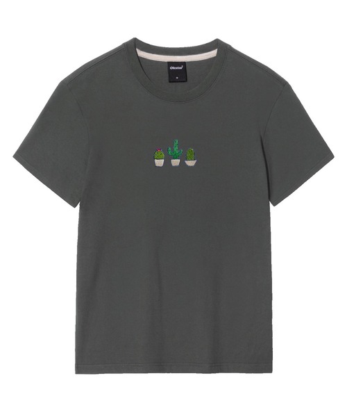 OKSTAR(オクスター)の「サボテン刺繍半袖(Tシャツ/カットソー・レディース・カーキ/ダークグレー/ライトベージュ/ライトグレー/クリーム/ダークブルー/ベージュ/ダークグリーン/ホワイト/グレー/ネイビー/ブラック・3XL/2XL/4XL/LARGE/MEDIUM/SMALL/X-LARGE)」の5枚目の写真