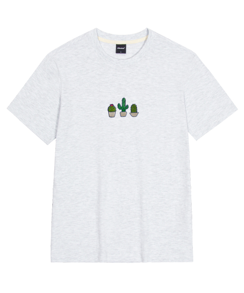 OKSTAR(オクスター)の「サボテン刺繍半袖(Tシャツ/カットソー・レディース・カーキ/ダークグレー/ライトベージュ/ライトグレー/クリーム/ダークブルー/ベージュ/ダークグリーン/ホワイト/グレー/ネイビー/ブラック・3XL/2XL/4XL/LARGE/MEDIUM/SMALL/X-LARGE)」の13枚目の写真