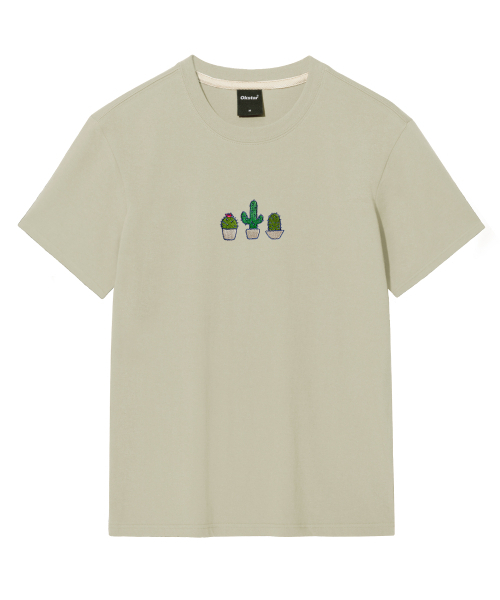 OKSTAR(オクスター)の「サボテン刺繍半袖(Tシャツ/カットソー・レディース・カーキ/ダークグレー/ライトベージュ/ライトグレー/クリーム/ダークブルー/ベージュ/ダークグリーン/ホワイト/グレー/ネイビー/ブラック・3XL/2XL/4XL/LARGE/MEDIUM/SMALL/X-LARGE)」の14枚目の写真