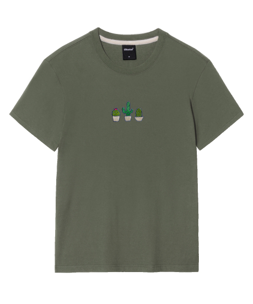 OKSTAR(オクスター)の「サボテン刺繍半袖(Tシャツ/カットソー・レディース・カーキ/ダークグレー/ライトベージュ/ライトグレー/クリーム/ダークブルー/ベージュ/ダークグリーン/ホワイト/グレー/ネイビー/ブラック・3XL/2XL/4XL/LARGE/MEDIUM/SMALL/X-LARGE)」の15枚目の写真
